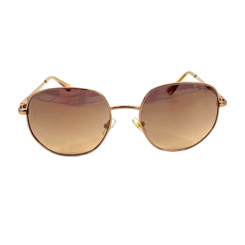 Nine West Women's Sunglasses Rose Gold Metal Oversized Gradient Brown Lens Chic